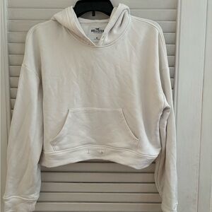 White Hollister cropped hoodie.